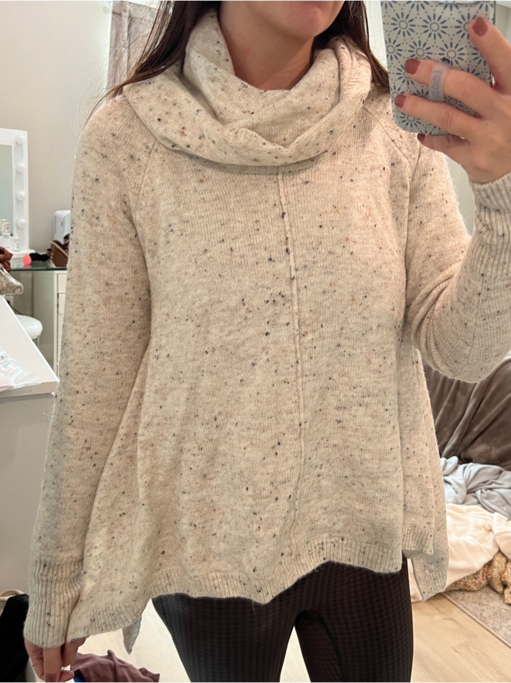 Jessica Simpson Cream Speckled Cowl Neck Sweater